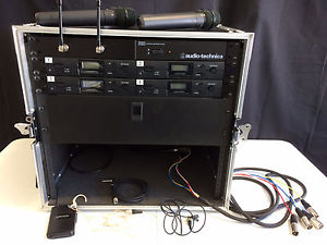 Audio Technica 2000 Series Wireless Microphone Rack System - 4 Units with DA