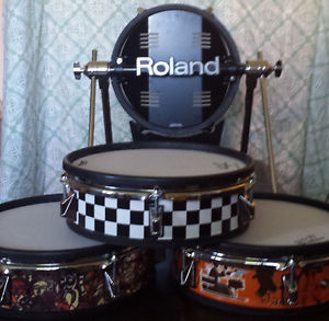 4-PC Roland 1 KD-120 and 3 pd-120 V Drum Mesh Package Custom wrap for the artist