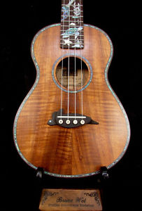 Bruce Wei Solid Curly Hawaiian Koa Ukulele, Mermaid Inlay, Soft-Bag UG17-2237