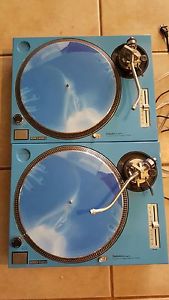 2 custom Powder Coated Blue Technics SL 1200 mk2's blue leds