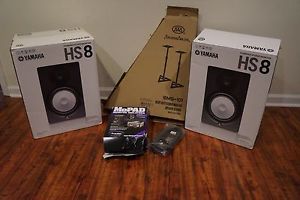 2 Yamaha HS8 Studio Monitor speakers (Pair) Stands Auralex Mopads Free Shipping