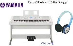 YAMAHA DGX650 WHITE BIANCO PIANO ELETTRICO 88 TASTI CON PEDALIERA CUFFIA OMAGGIO