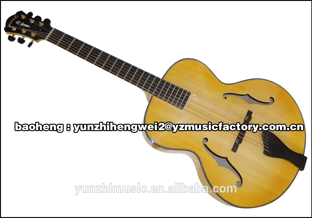 16inch yellow color handmade rounded corner acoustic archtop guitar