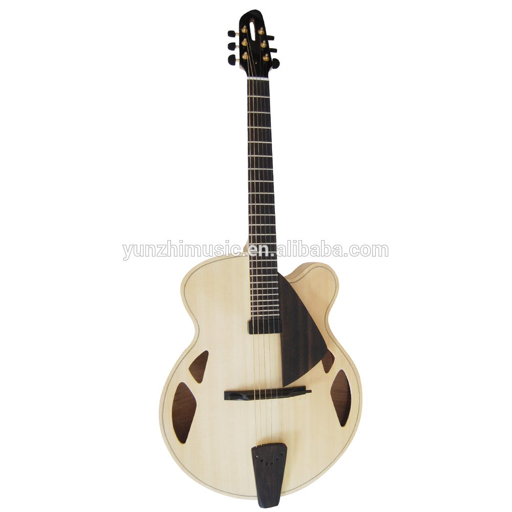 yunzhi handmade solid maple wood four sound hole archtop jazz guitar