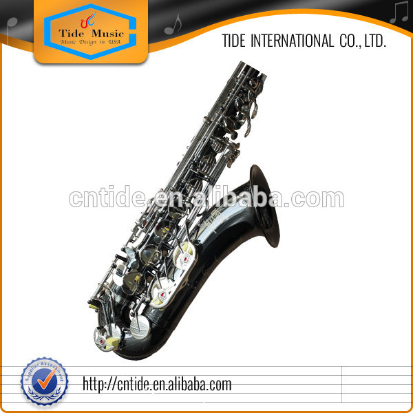 High grad black nickel plated tenor saxophone, white nickel silver keys