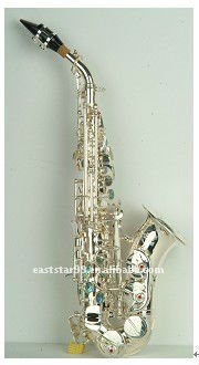 silver curved soprano saxophone