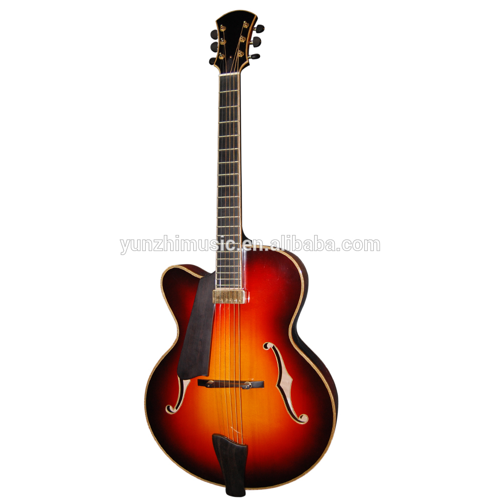 fully handmade solid wood left hand electric jazz guitar