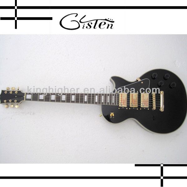 The classic black electric guitar LP style basswood or ebony fingerboard