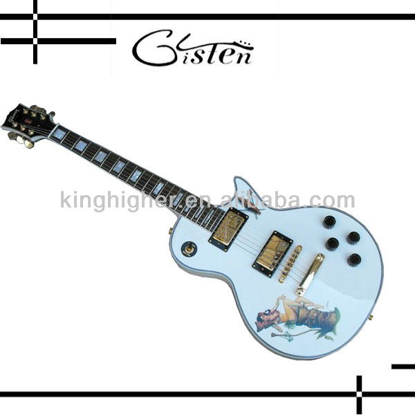 White with character pattern electric guitar made in china
