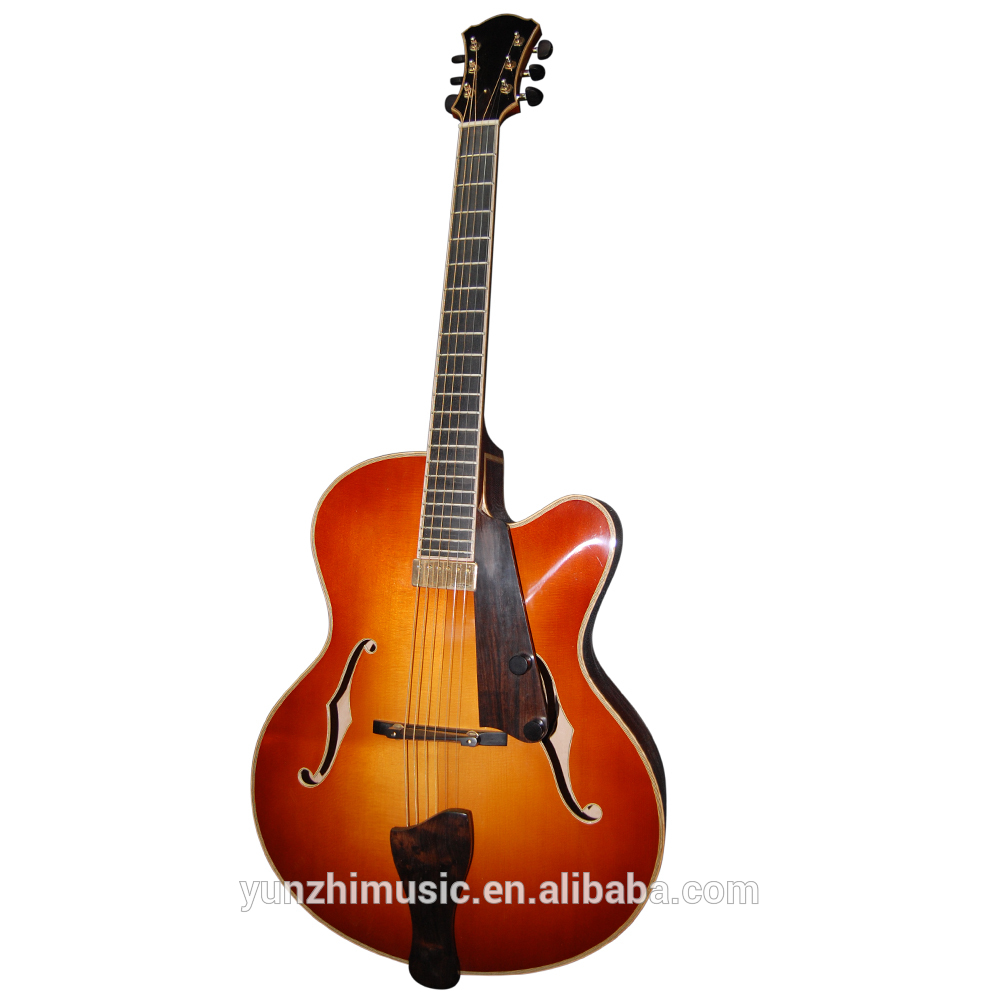 yunzhi handmade solid maple wood archtop electric guitar
