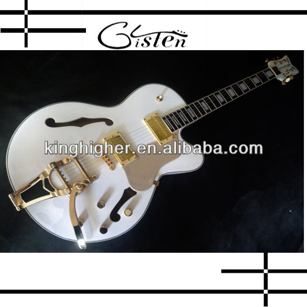 China made Glisten Jazz guitar white color for sale KHGTH-04