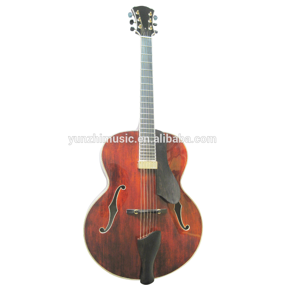 18inch handmade solid wood archtop rounded jazz guitar