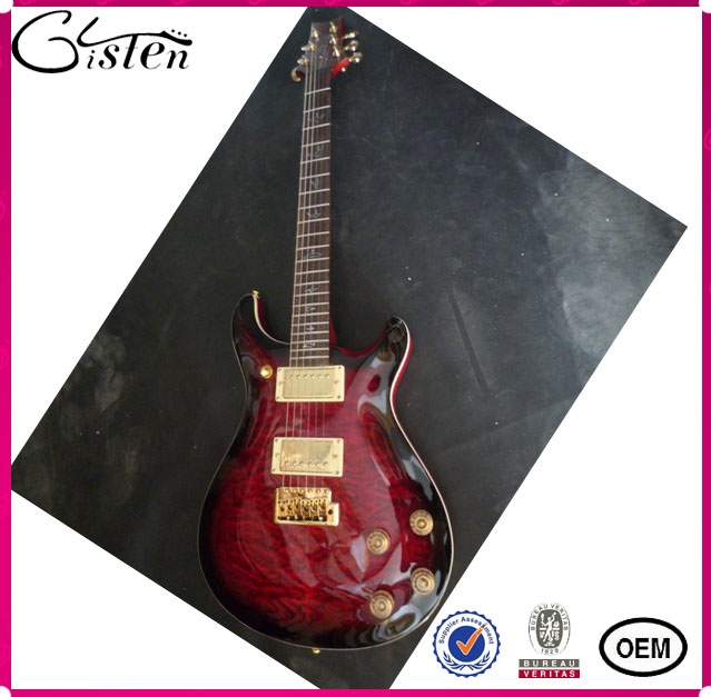 2 Angle black with red color electric guitar P-021
