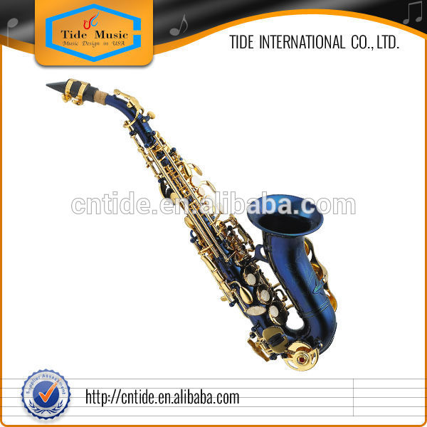 High grade curved soprano saxophone, blue color with case
