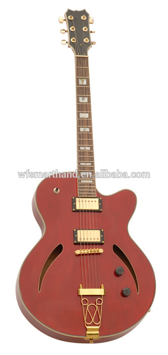 China Handmade semi-hollow body red color electric guitar
