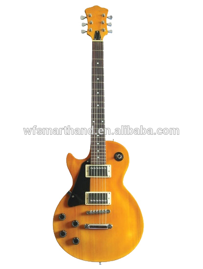 2015 company product yellow color and solid wood left hand electric guitar