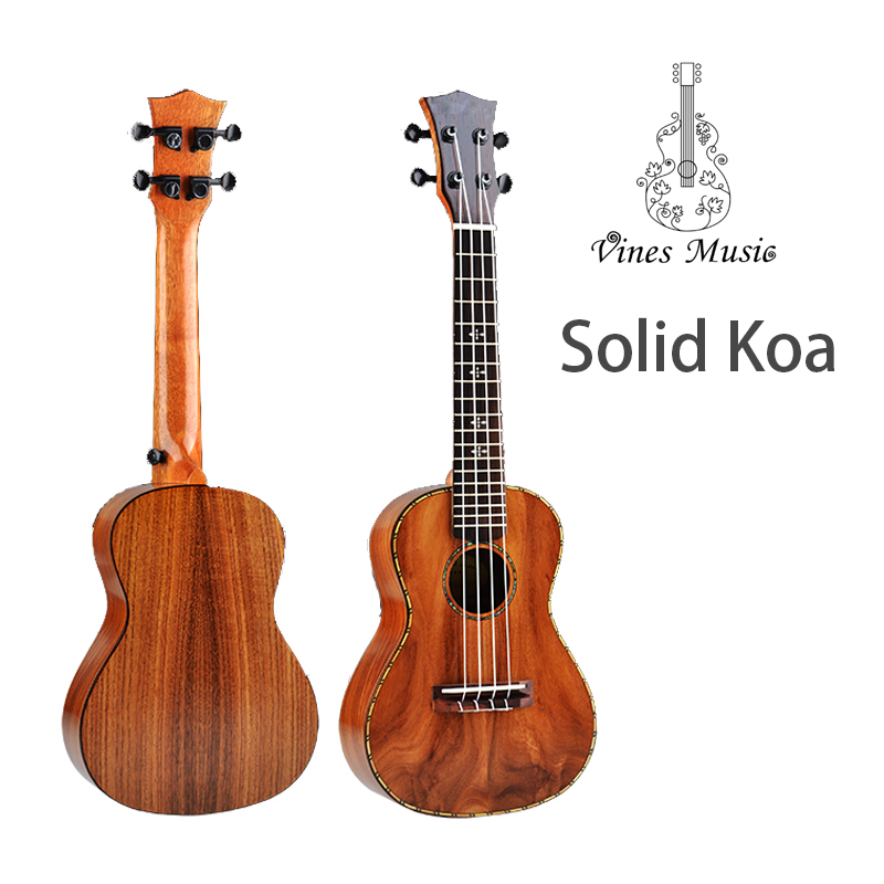 Tenor Solid Koa Ukulele with A quila strings Engraved Logo available