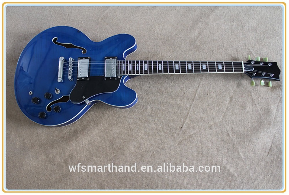 New guitar semi-hollow body and blue color 335 style electric guitar