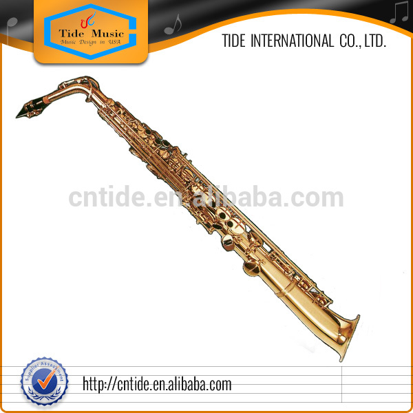 High Grade Alto Saxophone Straight Type Gold lacquer pure hand crafted