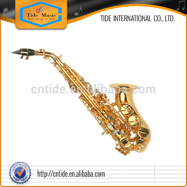 Popular Grade Curved Soprano Saxophone Gold Plated