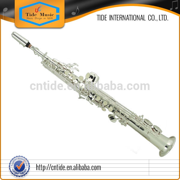 Popular Grade Straight Soprano Saxophone Silver plated body