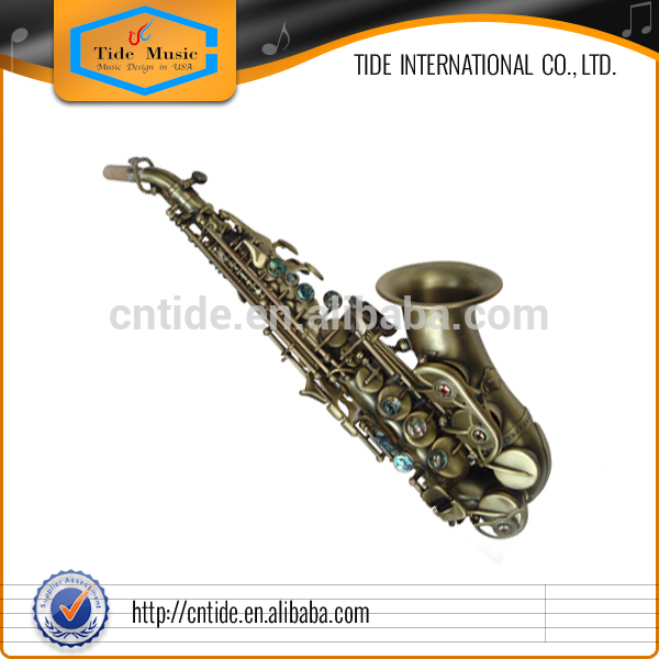Popular Grade Curved Soprano Saxophone Antique Green Bronze