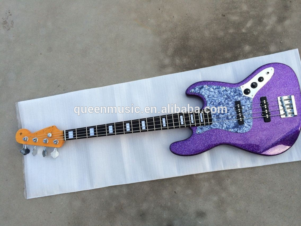 jazz electric bass guitar quality maple neck with rosewood fretboard metallic color factory supply