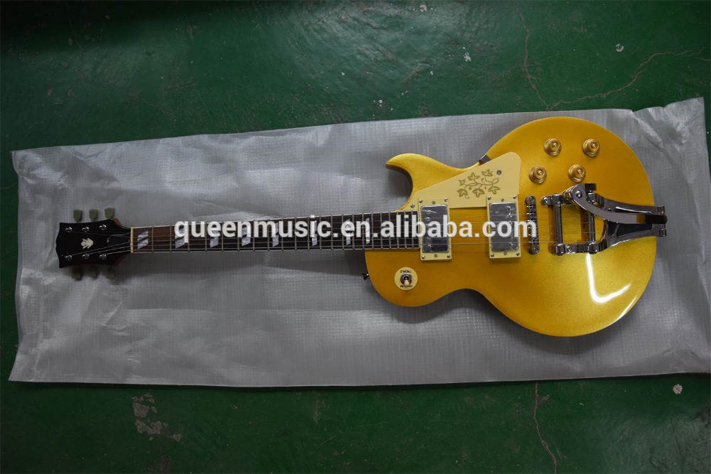 custom LP guitar with bigsby bridges metallic yellow color quantity orders