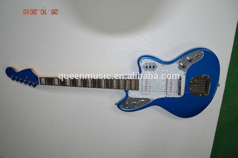 6 string electric guitar Juguar metalic blue color
