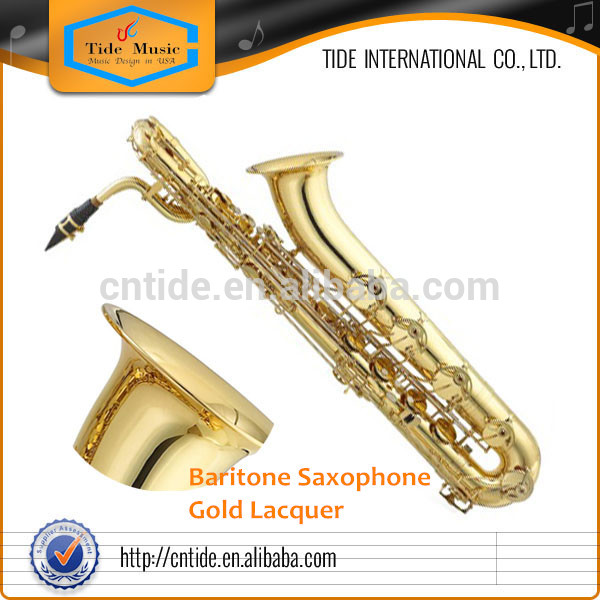 High Quality Brass Woodwind Instrument Gold Lacquer Baritone Saxophone