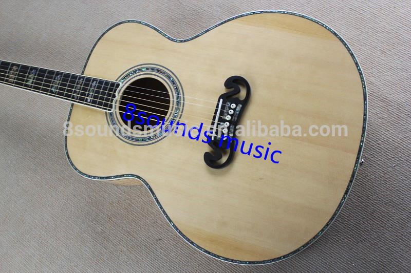 Jumbo folks acoustic handcrafted guitar wholesale high end 43"AAA solid top acoustic guitar Byron OEM fancy guitar