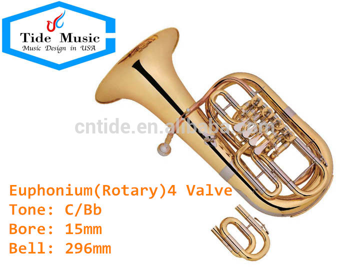 High quality Rotary 4 valve Euphonium with gold brass leadpipe