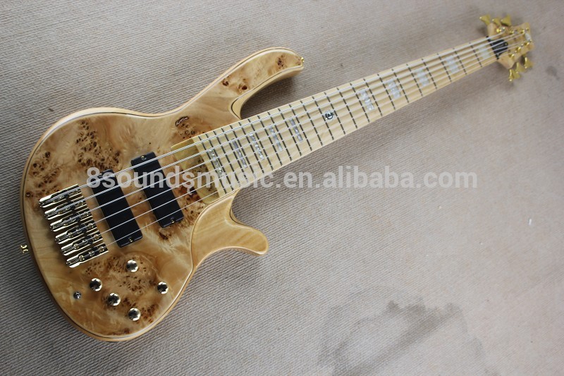 Free shipping 6 strings gold hardware electric bass guitar active pickups /electric bass guitar