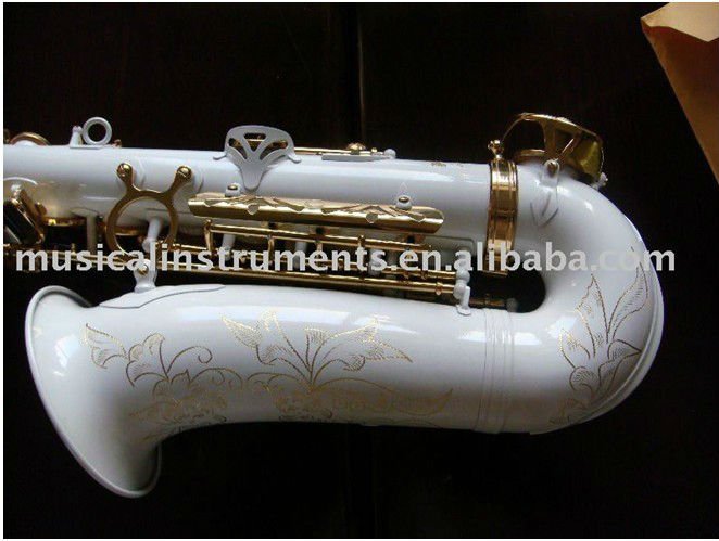 white color alto saxophone