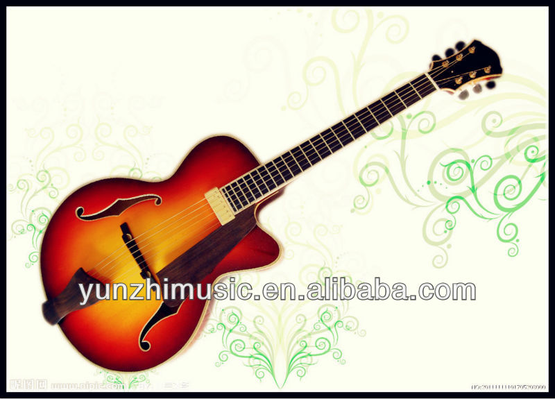 16inch fully handmade solid wood electric jazz guitar