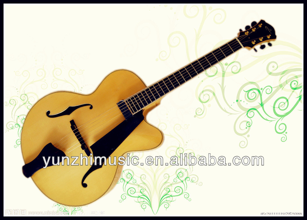 Wholesale fullly handmade solid wood jazz guitar