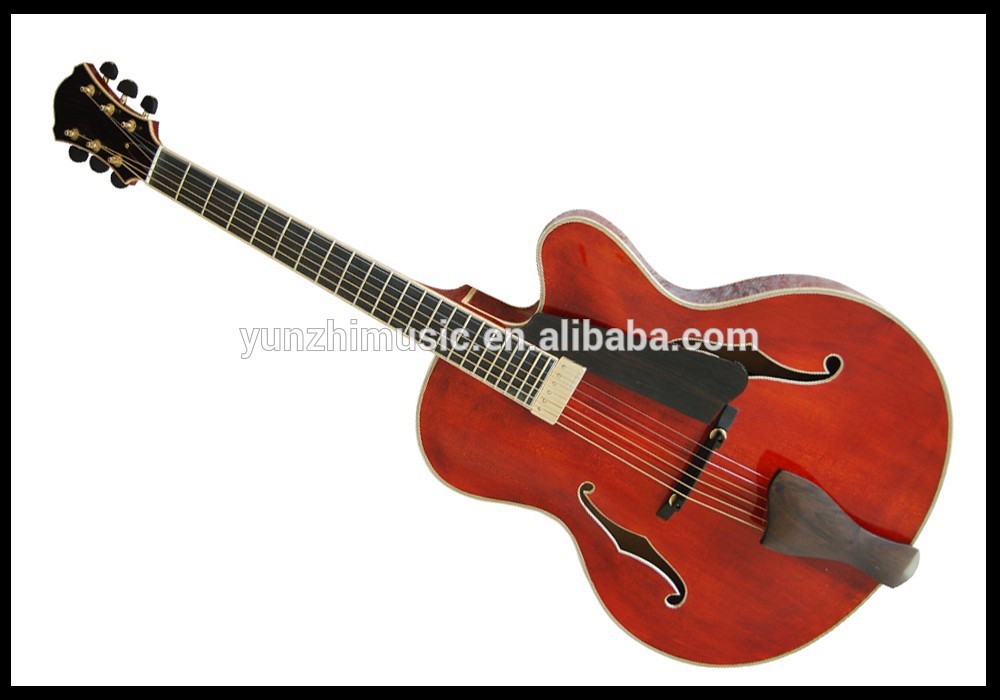 Fully handmade solid wood cutaway electric jazz guitar