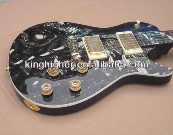Solid wood with fretboard inlay electric guitar P26,body with beautiful top