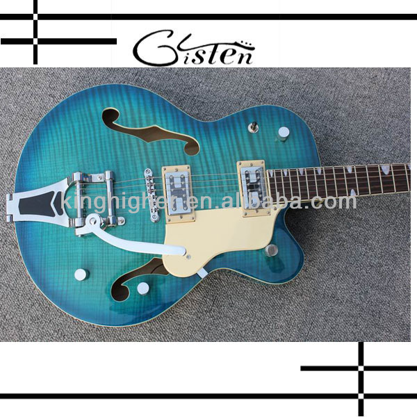 Jazz peacock blue classical electric guitar J31