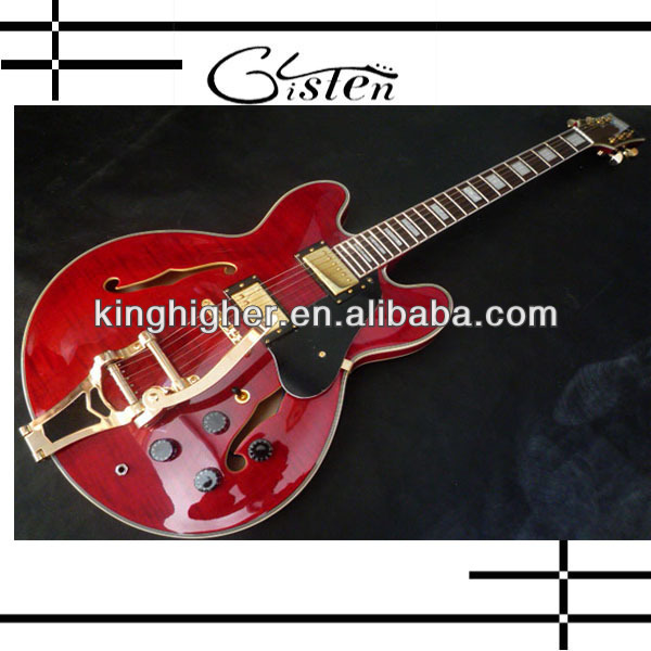 China made Glisten Jazz guitar red color for sale KHGB-069