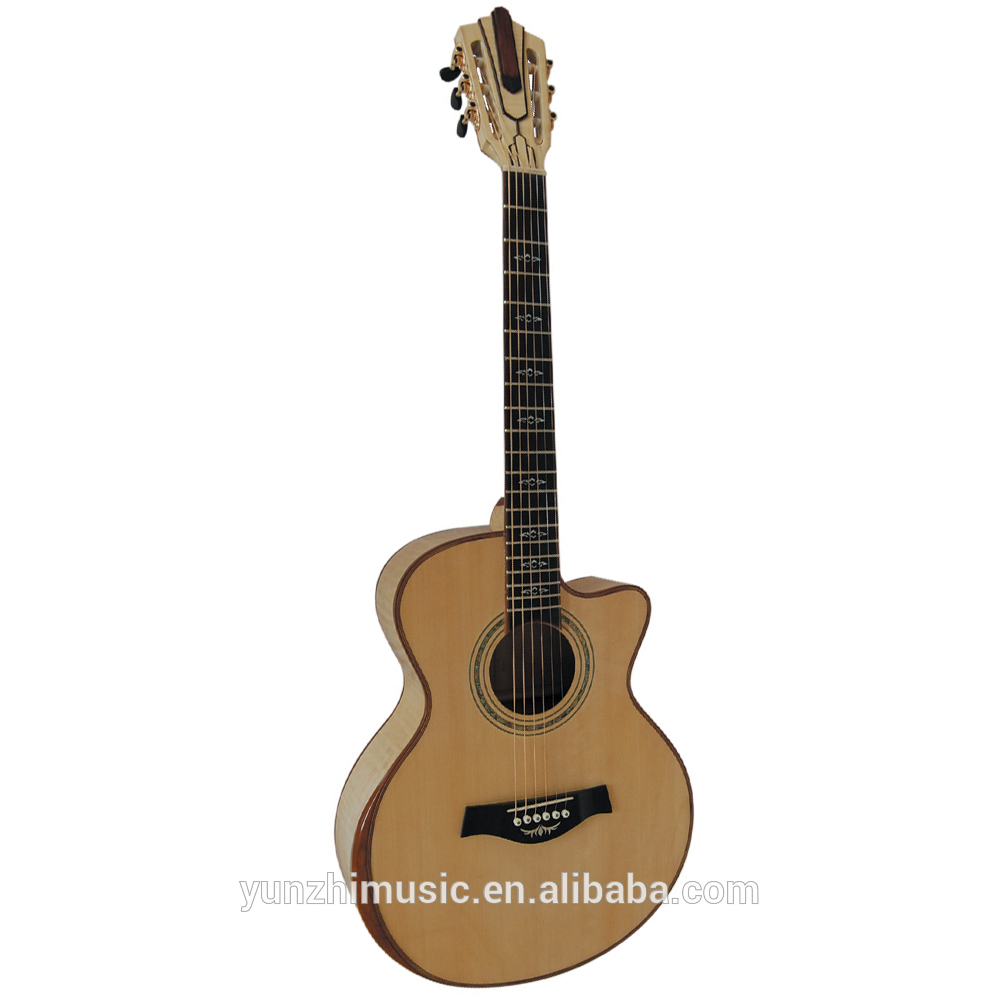 discount Fully handmade solid maple wood acoustic guitar