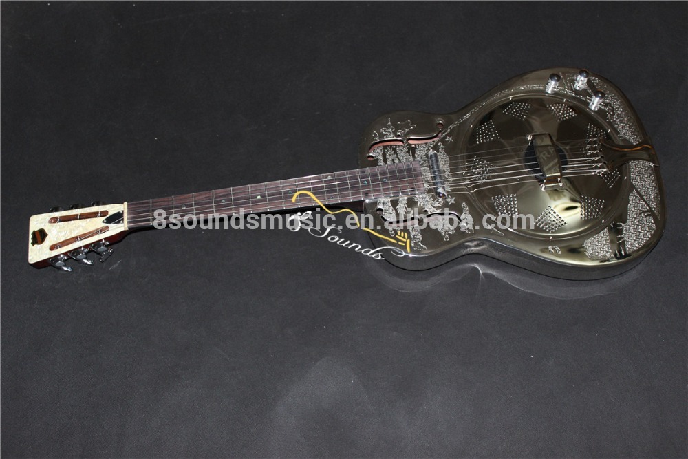 free shipping metal reso electric guitar best quality OEM guitar Metal resnator do-bro acoustic guitar