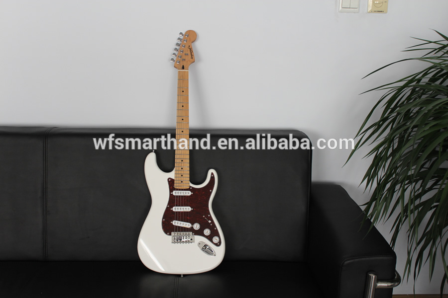 Factory white color and solid wood ST style electric guitar