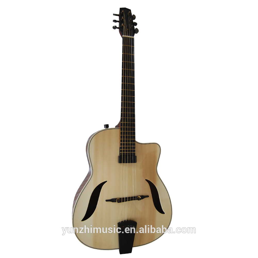 yunzhi handmade solid mahogany wood archtop electric gypsy guitar