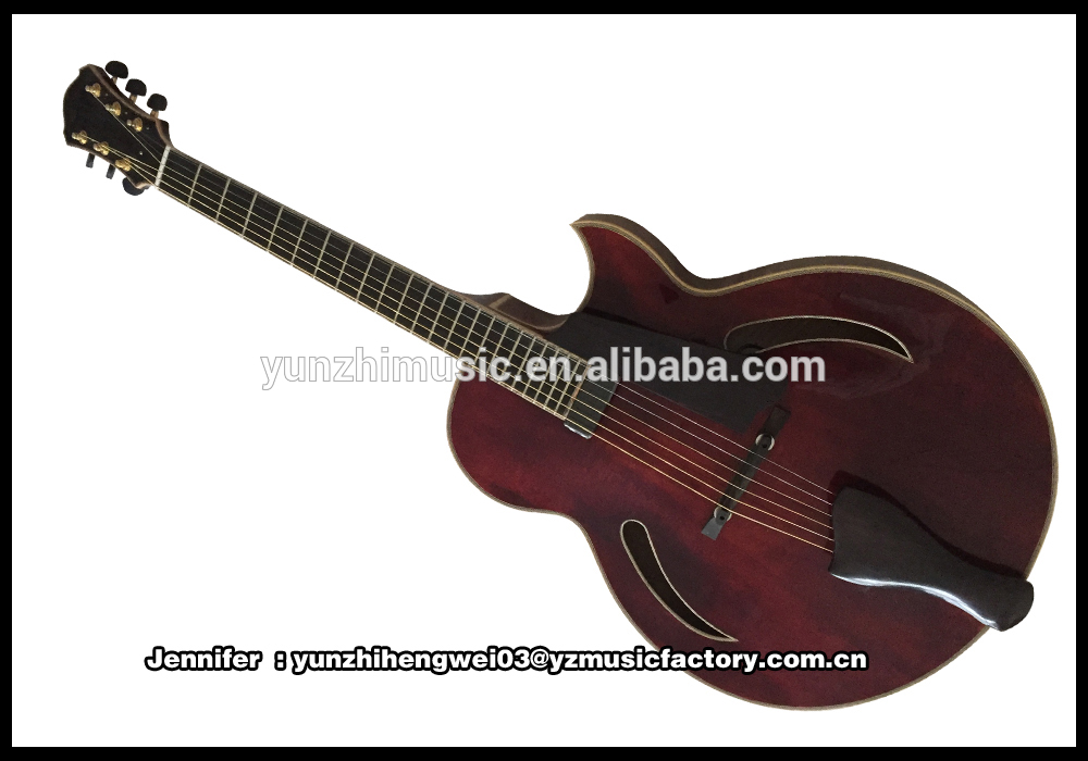17in fully handmade solid wood hollow body archtop electric jazz guitar