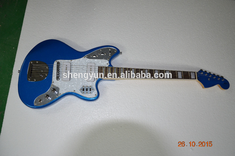 jaguar 6 string guitar metallic blue color