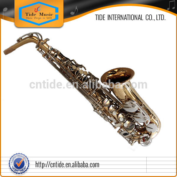 High Grade Alto Saxophone Like Selmer 802 Gold Lacquer Film Coating Body Nickel Plated Keys