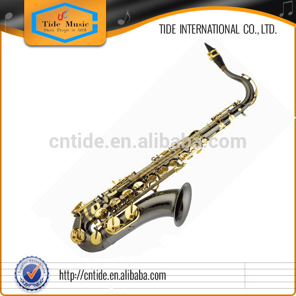 Popular Grade Black Nickel Plate body Gold Lacquer keys Tenor Saxophone