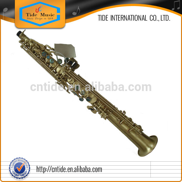 Popular Grade Original Brass Color Polished Straight Soprano Saxophone