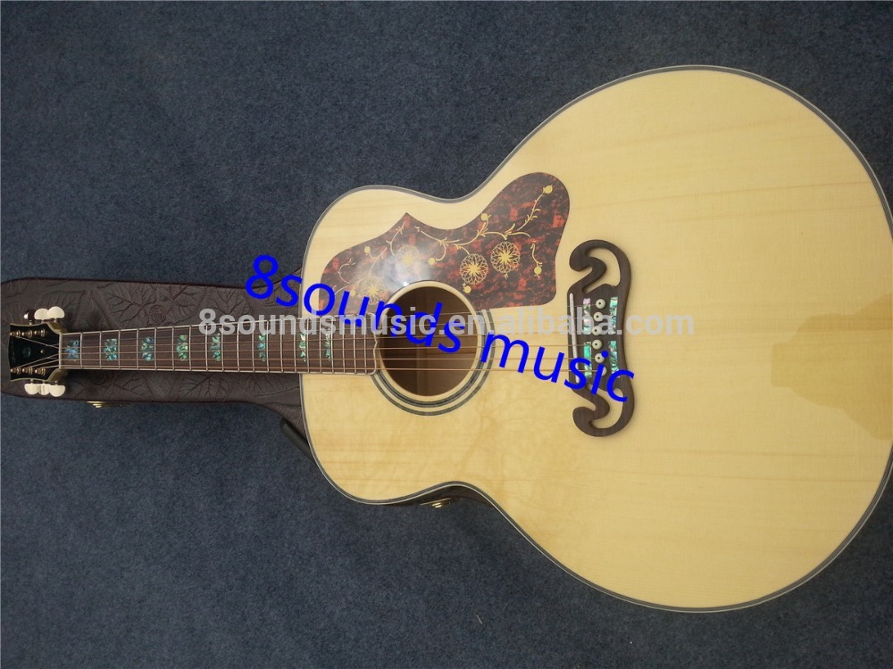 AAA quality wholesale high end 43" solid flame maple Jumbo acoustic guitar Byron OEM acoustic electric guitar